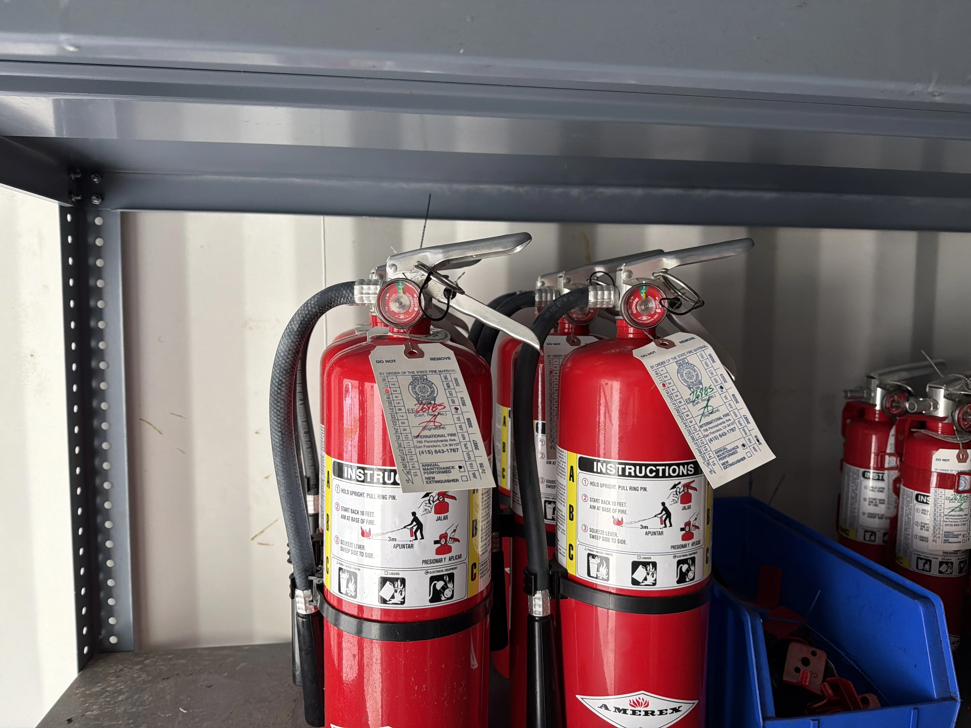 Fire extinguisher installed on site