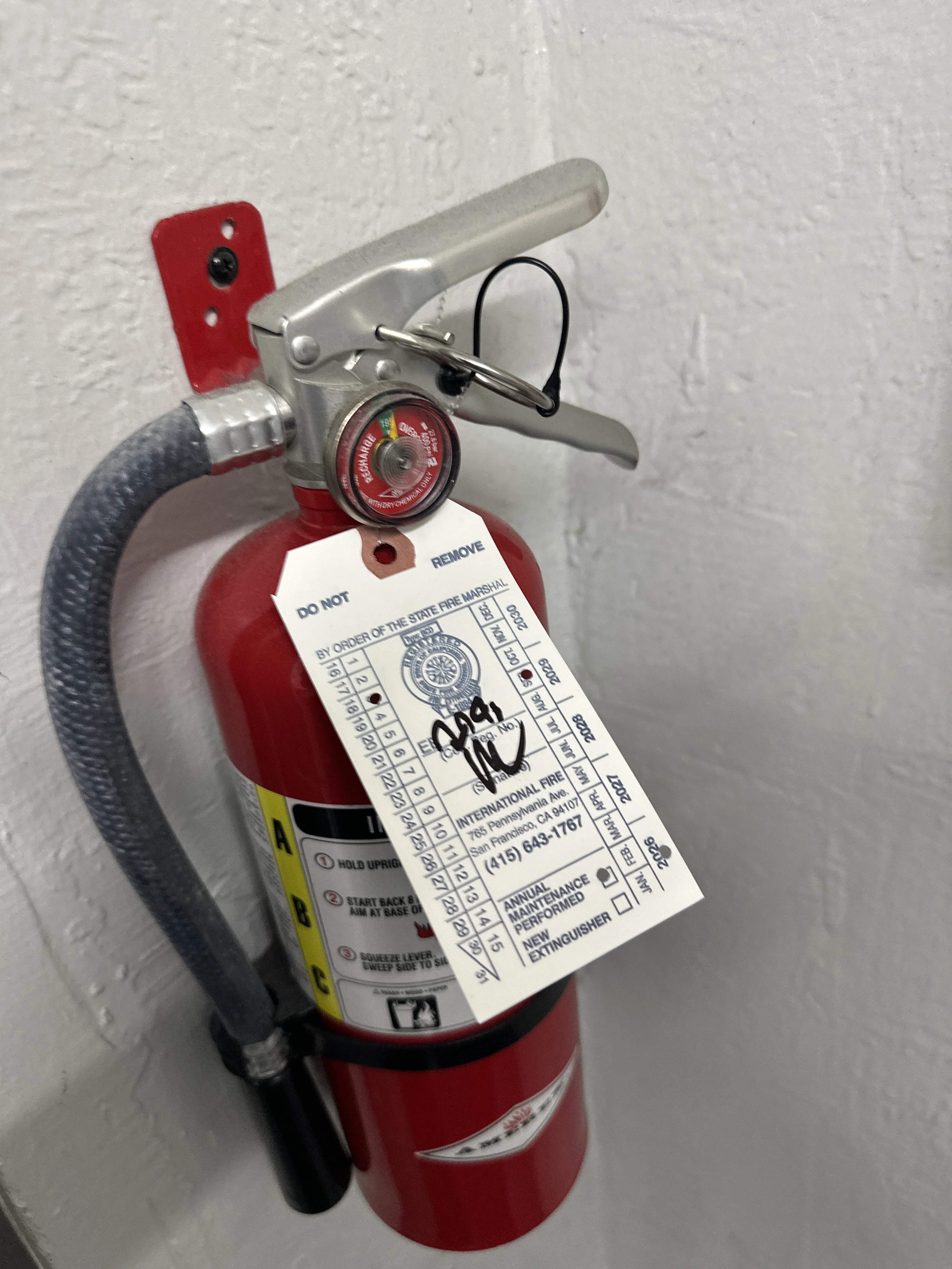 Fire extinguisher inspection in San Francisco