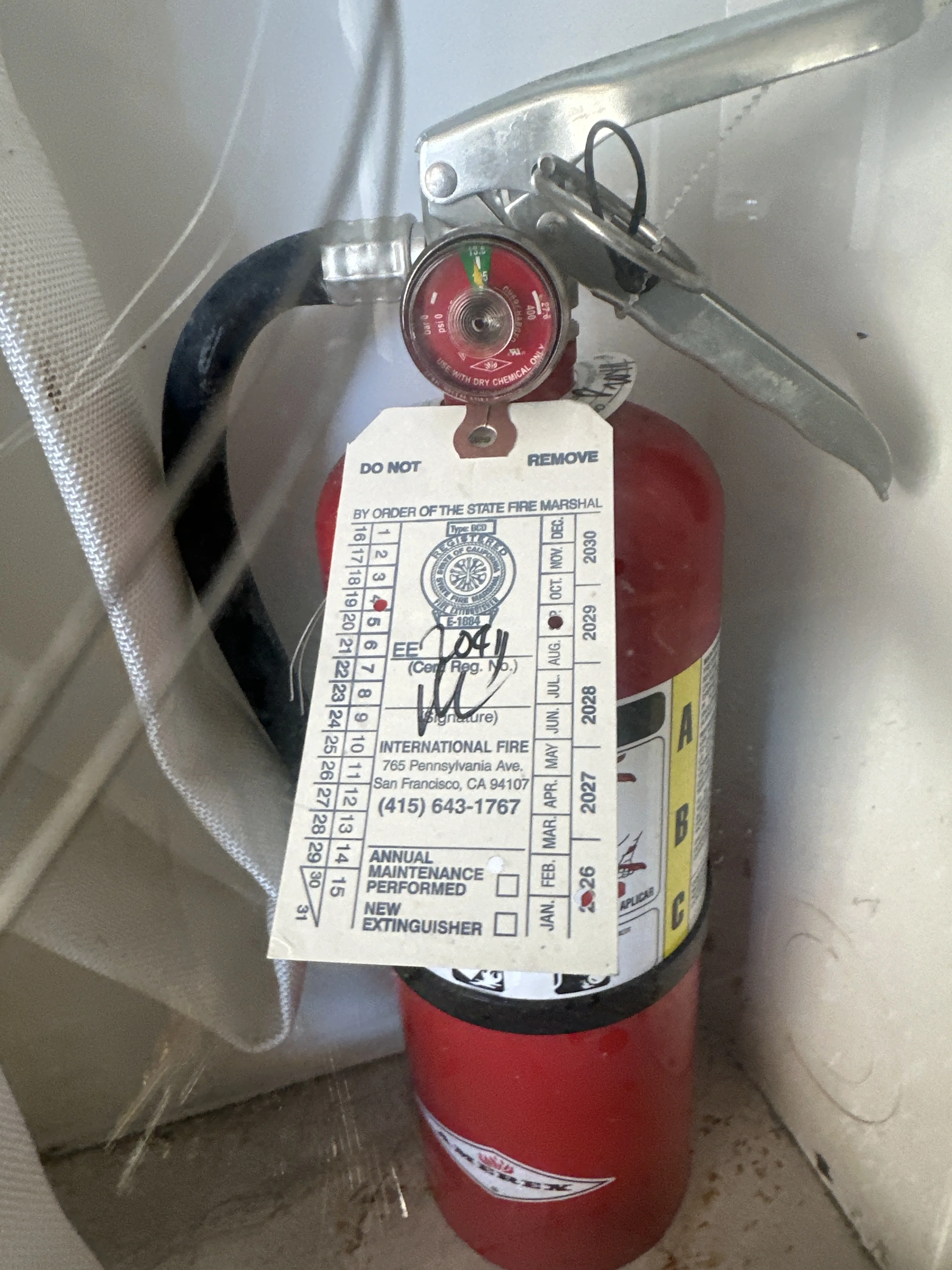 Fire extinguisher inspection performed in San Francisco